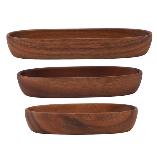 Bol à salade en bois naturel forme bateau – Saladier multifonction pour fruits, pain et desserts