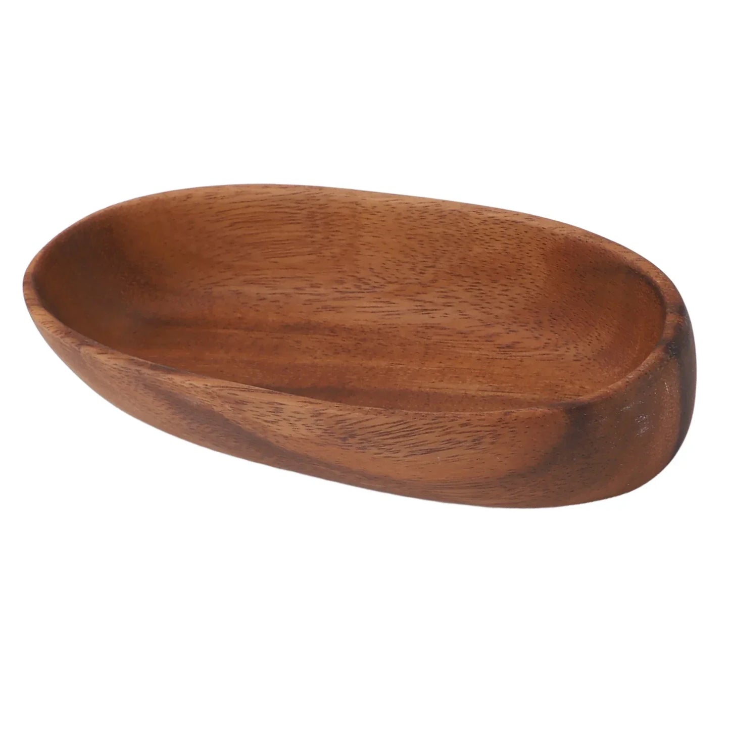 Bol à salade en bois grande capacité forme bateau – Plateau de service ovale multifonction